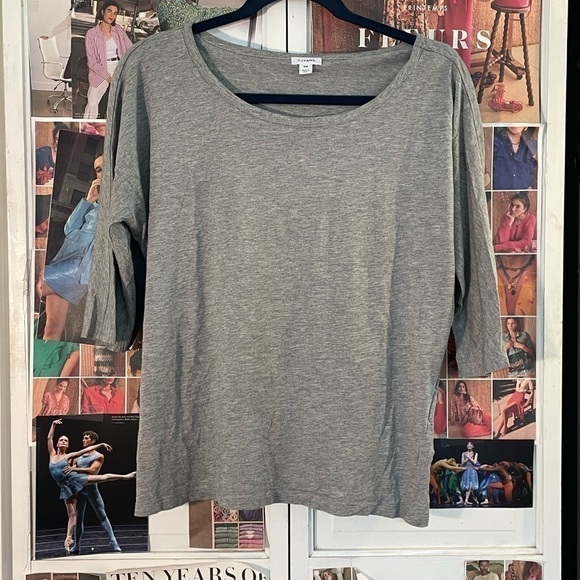 CUYANA Organic Pima Drape-Back Top in Gray S - Picture 3 of 10